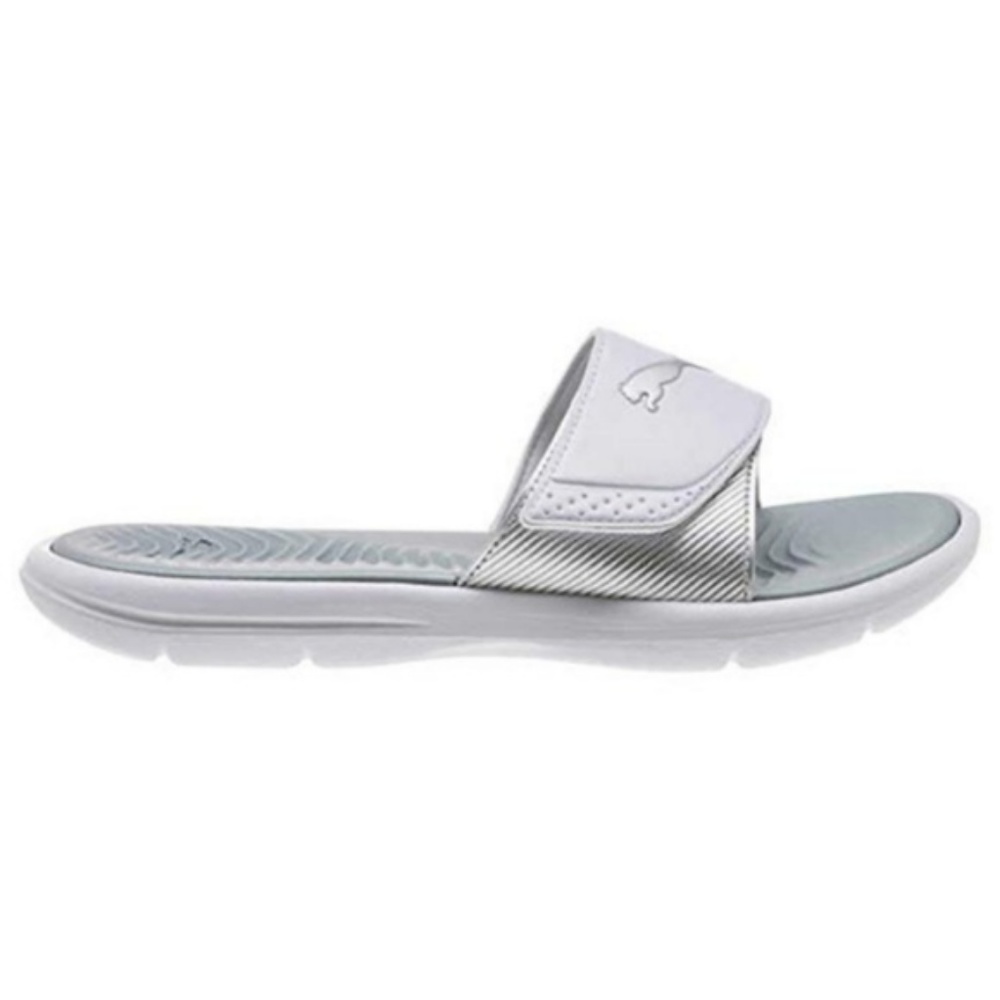 Puma Ladies' Slide Sandal White B/K - Picture 2 of 6